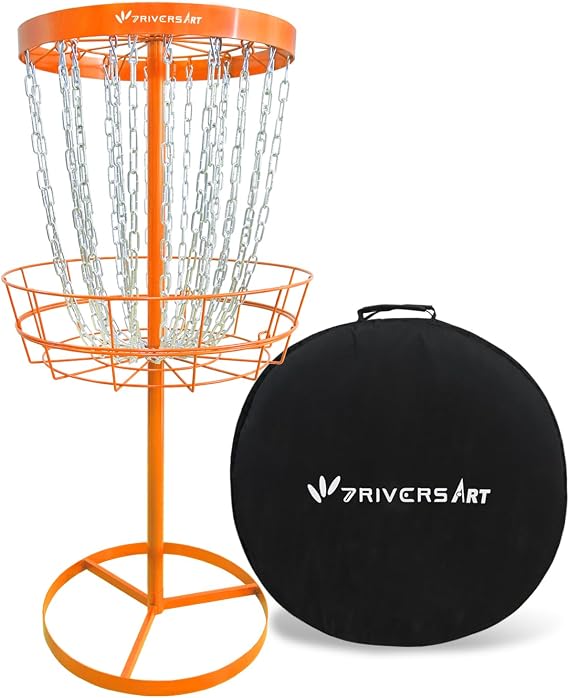 Portable Disc Golf Basket, 24-Chain Practice Target with Heavy-Duty Carrying Bag and Sturdy Metal Base for Backyard, Park, Putting and Outdoor Training