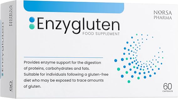 Enzygluten (60 Capsules) | Anti Bloating Digestion Supplement | Digestive Enzymes Complex with Tolerase® G | Broad Spectrum Enzymes for Proteins, Carbs &amp; Fats | Gluten, Lactose &amp; Dairy Free