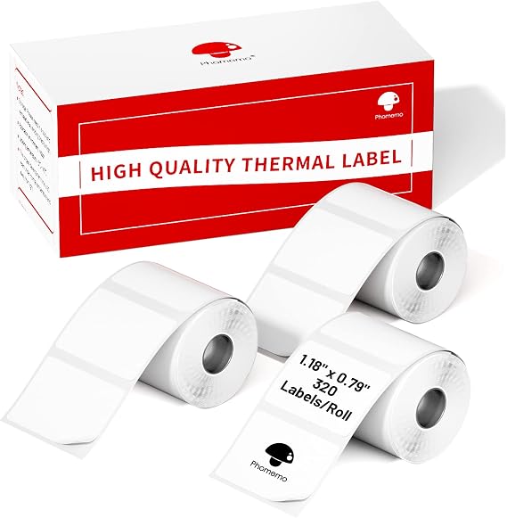 Phomemo Labels 3 Rolls, 1.18" x 0.79", for M110/M100/M220/M108, 900 PCS