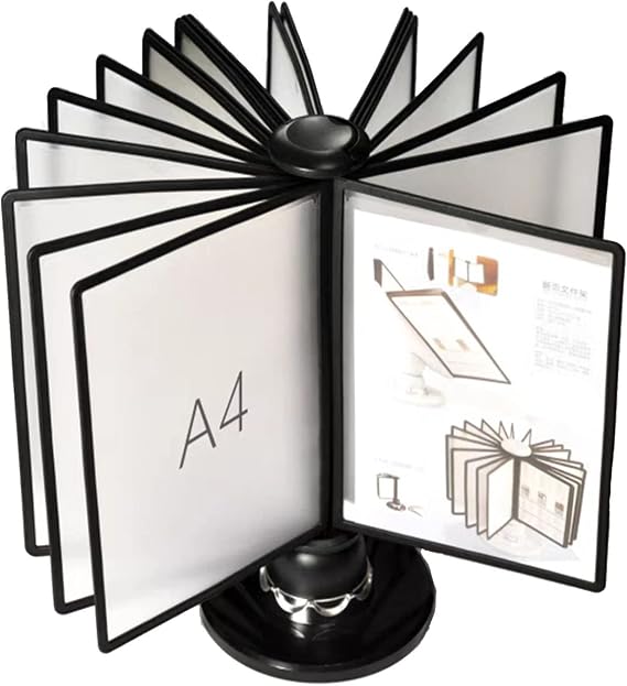 Multi-layer folder Portfolio folder a4, Rotating Catalog Display Rack - File Organizer for Desk, 20 Double-Sided Panels, Desktop Reference System, Desk Flip File Holder, for Offices, Dining Room, Dis