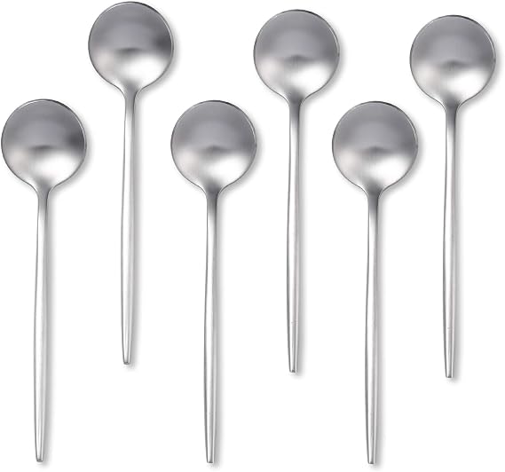 Coffee Spoons Set,Stainless Steel Teaspoons of 6,Espresso Spoons 5.11 inch,Demitasse Dessert Scoop,Small Tea Scoop Mini for Stirring,Matte Finish,Dishwasher Safe