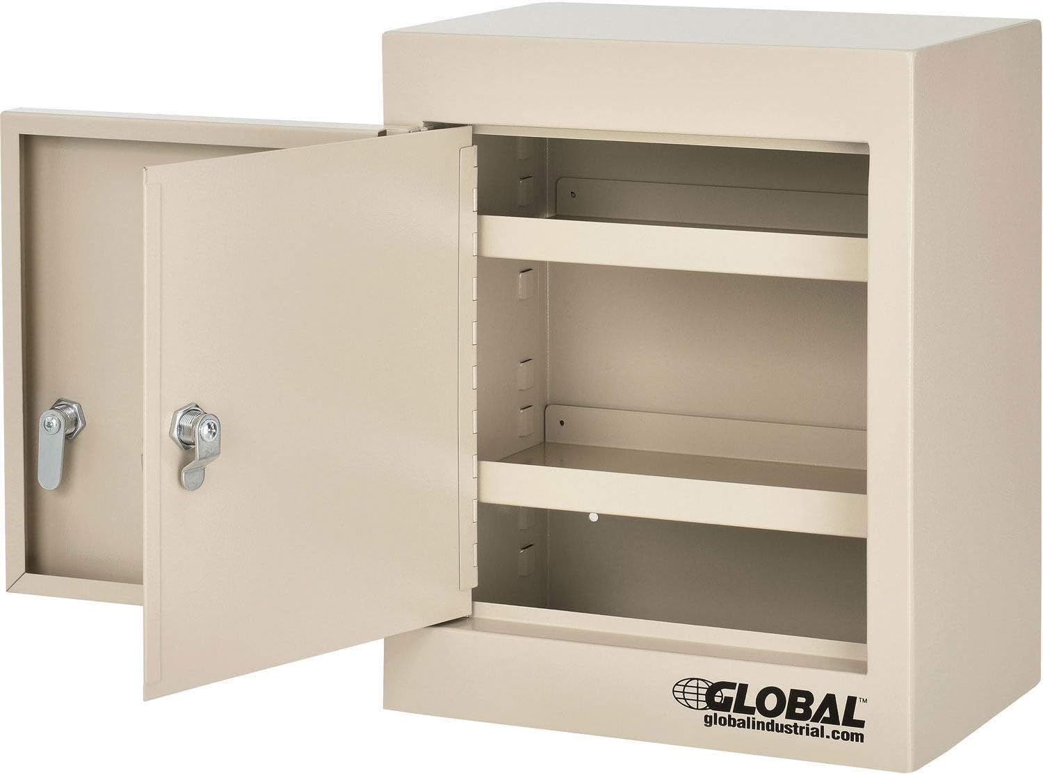Global Industrial Double DoorDouble Lock Small Narcotics Cabinet,12 W x 8 D x 15 H, Beige