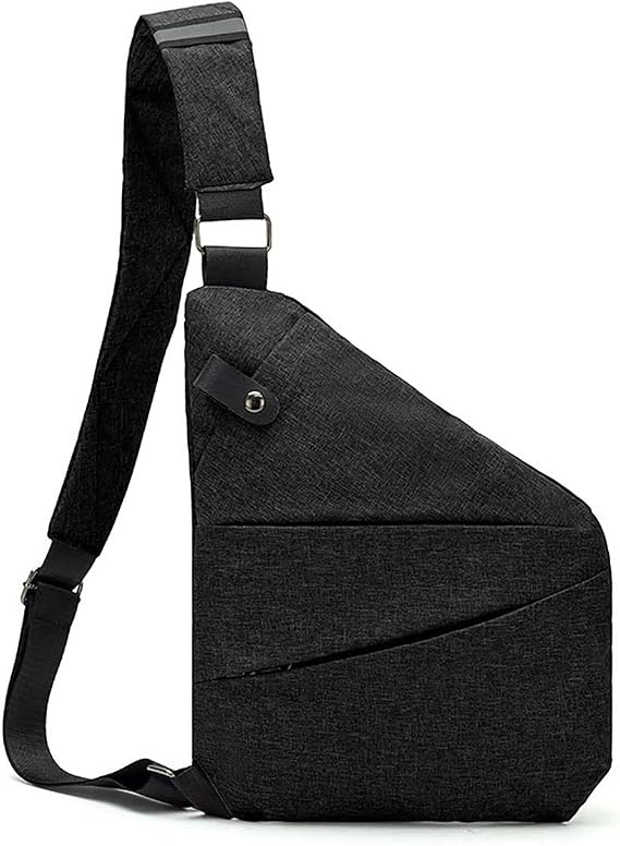 Anti Theft Travel Bag for Men Personal Flex Bag, Travel Purses Anti Theft Crossbody, for Bicycle Hiking Jogging (BLACK, Left)