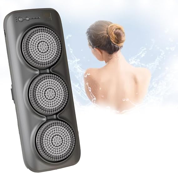 Wall Mounted Back Scrubber,Electric Back Bath Brush,Back Exfoliating Bath Wash Pad,3-Speed Adjustment,360 Automatic Rota-Tion,Three Brush Heads,IPX7 Waterproof,for Deep