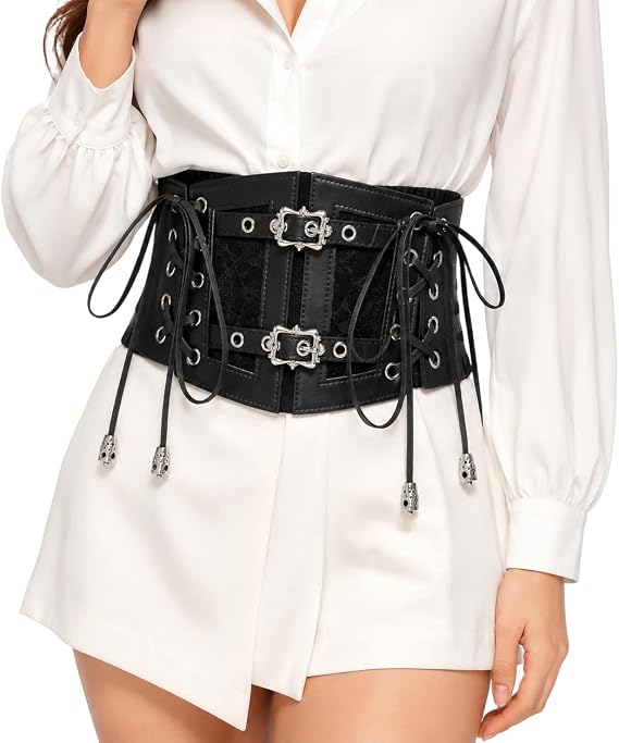 Women-Gothic-Renaissance-Corset Underbust-Lace-Up High-Waist-Cincher(S/M)