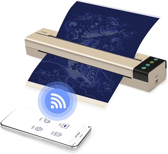 ATOMUS Tattoo Transfer Stencil Machine, Mini Thermal Copier Printer Connected Phone Computer Portable USB WiFi Tattoo Printer