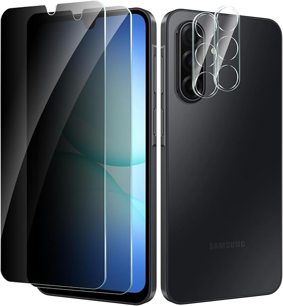 Pack of 2 Privacy Screen Protectors for Samsung Galaxy A17 and 2 Pieces Camera Protection Anti-Spy Screen Protector HD Privacy Screen Protector Privacy Protective Glass Film 9H Hardness