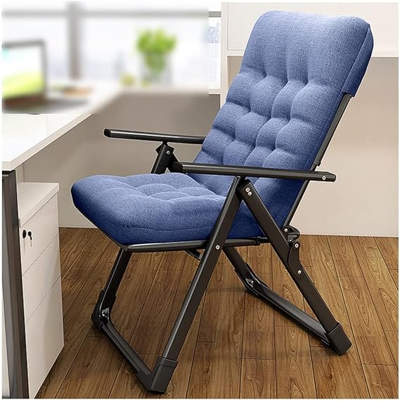 Chairs for Bedroom Desk, Chaise Lounge Indoor Modern, Folding Armchair Recliner with Detachable Soft Cushion Adjustable Single Leisure Chair for Living Room Office Adults (Color : Blue)
