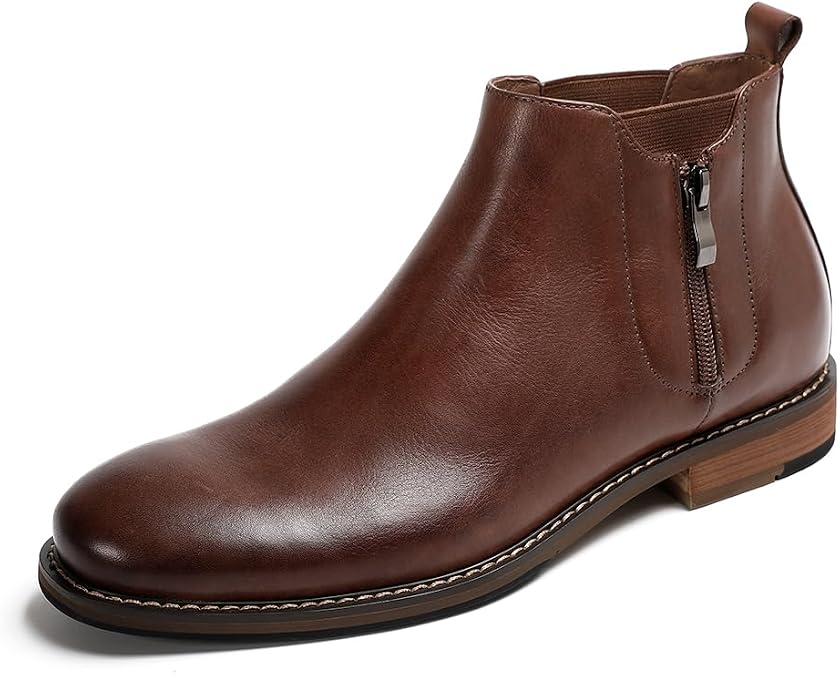 Men's Boots Genuine Leather Double Side Zip Easy On Off Leather Boots Comfort