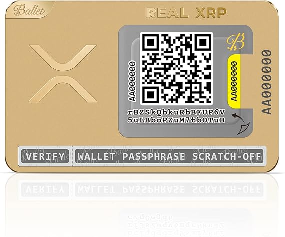 Ballet REAL XRP Cold Storage Wallet Card, 24K Gold-Plated Stainless Steel, No Electronics, No Seed Phrase, No PIN/Password, Easy Setup with iOS/Android App, Offline Crypto Storage, Gift-Ready
