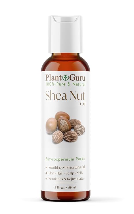 Plant Guru African Shea Nut Butter Oil 2 fl. oz. 100% Pure Natural Skin, Face, Hair Growth And Moisturizer. DIY Body Butters, Lotions, Creams, Lip Balm And Soap Making.