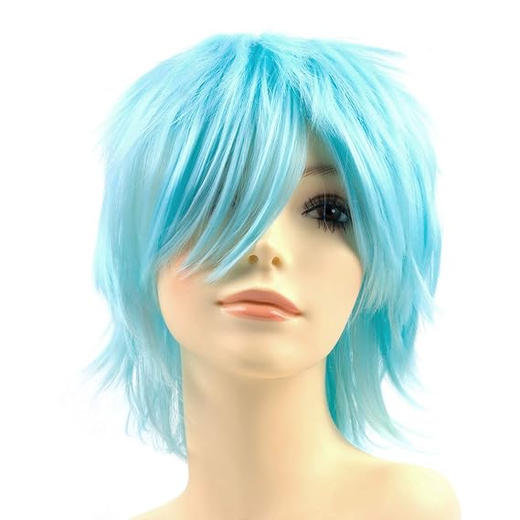 Modernfairy Short Aqua Blue Wig for Women Men Anime Halloween Cosplay
