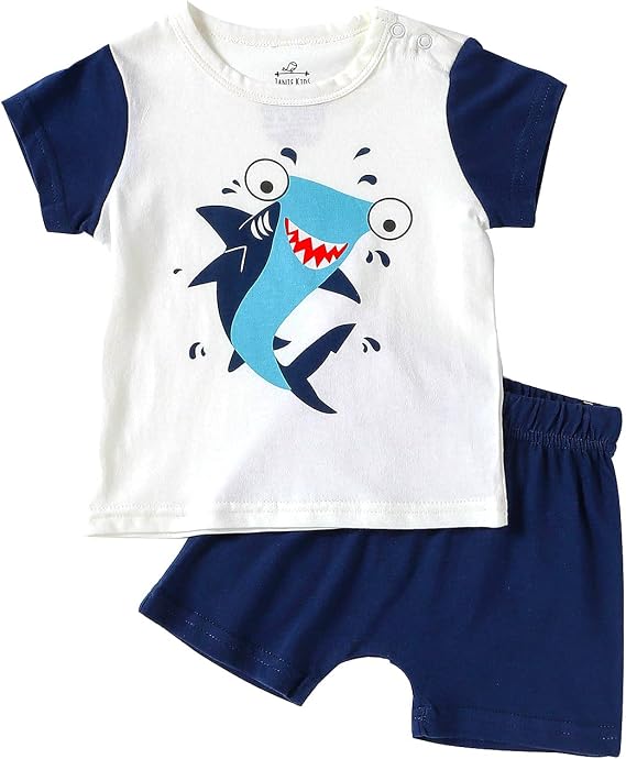 Zanie Kids Baby Toddler Pajamas for Girl and Boy Sleepwear Summer Pja Homewear Cotton
