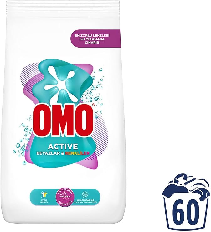 Omo Active Beyazlar & Renkliler Toz Deterjanı, 9 kg