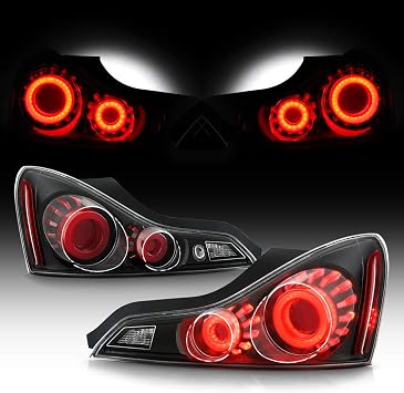 ACANII - For 2008-2015 Infiniti G37 / Q60 Coupe Black Housing 3D LED Tube Tail Lights Brake Lamps Assembly Left+Right