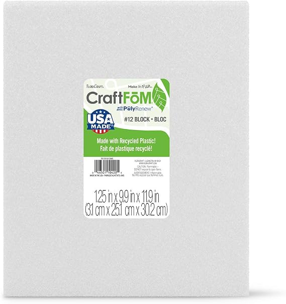 FloraCraft CraftFoM Block 1.25 Inch x 9.9 Inch x 11.9 Inch White
