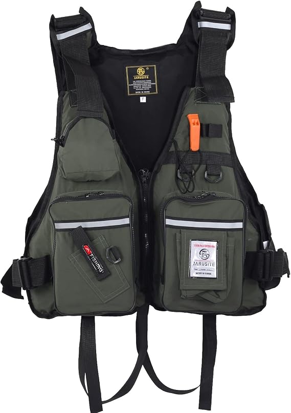 JKSPORTS Fishing Vest Safety Life Jacket for Swimming Sailing Boating Kayak Floating Multifunction for Men and Women Vest/Kayak