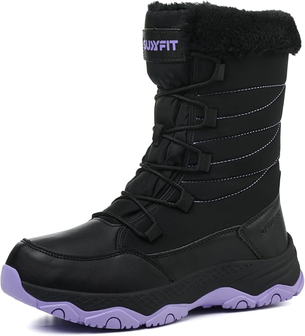 Snow Boots for Women Waterproof Mid-Calf Booties Winter Hiking Boot Durable Warm Fur Lined Boot Non-Slip Warm Climbing Shoes Walking, Cold Weather
