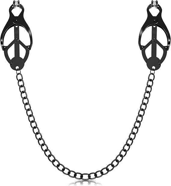 Clip Non-Piercing Body Clips, Black Clover Nipple Clips with Chain for Adult, Non Piercing Nipple Jewelry for Women