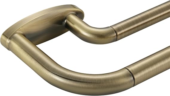 Double Curtain Rods Antique Bronze,Room Darkening Drapery Rod for 28-48 Inches,Adjustable 3/4 Inches Front and 5/8 Inches Back Quality Metal Rod for Window,Wrap Around Design