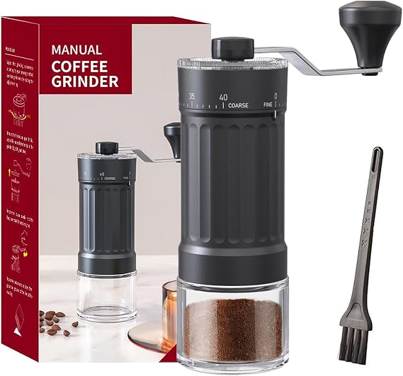 Manual Coffee Grinder with 30 Adjustable Settings, Portable Hand Grinder