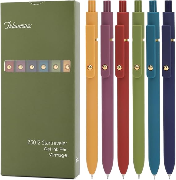 Ddaowanx Gel Pens,6 Pcs 0.5mm Retractable Quick Dry Black Ink Pens