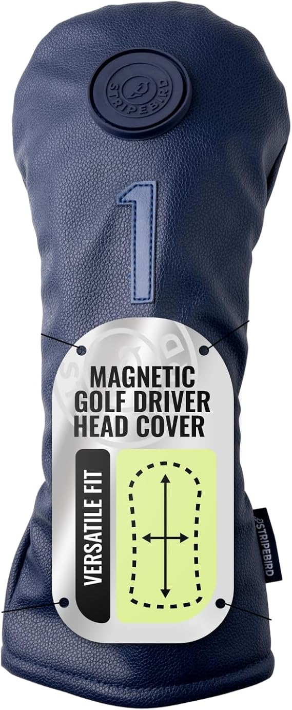Stripebird Magnetic Golf Driver Head Cover - Ultra-Strength Neodymium, Magnetically Attached - Durable Golf Club Headcover - Lightweight Modern Design - Versatile Fit for All Major Brands