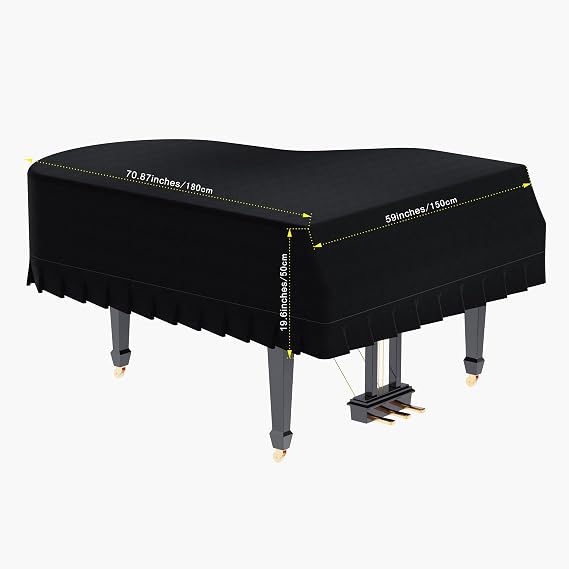 Grand Piano Cover, Black, Velvet, M - 70.8in/180cm