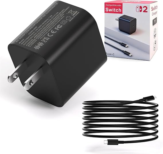 Switch 2 Charger, 60W AC Power Adapter for Nintendo 2/1