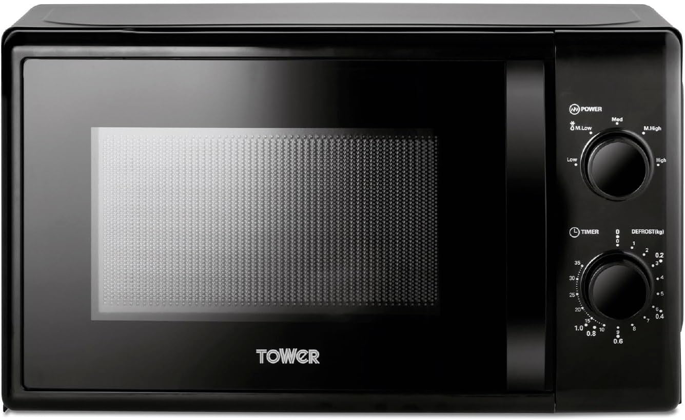 Tower T24034BLK 20 Litre 700W Manual Microwave with 5 Power Levels and a 35 Minute Timer - Microwave Black