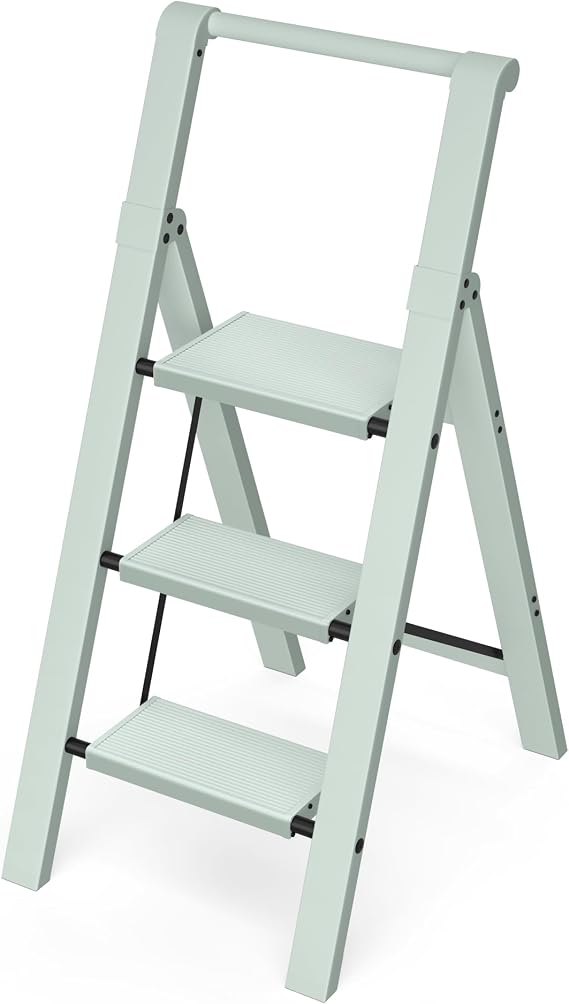 Taranta 3 Step Ladder,Aluminum Step Stool Foldable-Fairyland Green