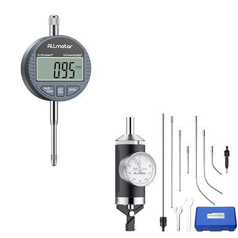 Digital Dial Indicator 0-25.4mm & Coaxial Centering Dial Test Indicator 0-0.15 - High Precision Measurement, 0.0005 Resolution, Aluminum Alloy, Large LCD, Carbide Probe, for CNC, Milling & Boring Ma