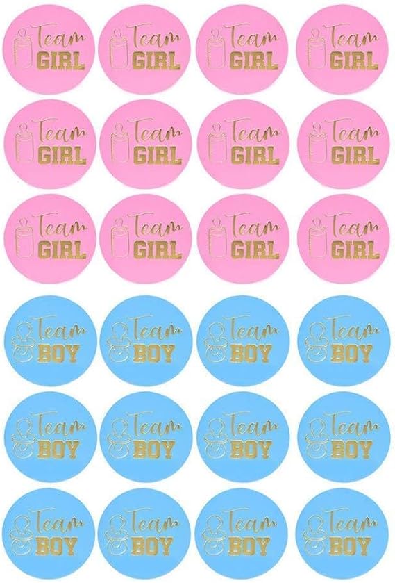 Pack of 24 Gender Reveal Stickers Team Girl Labels Party for Creative