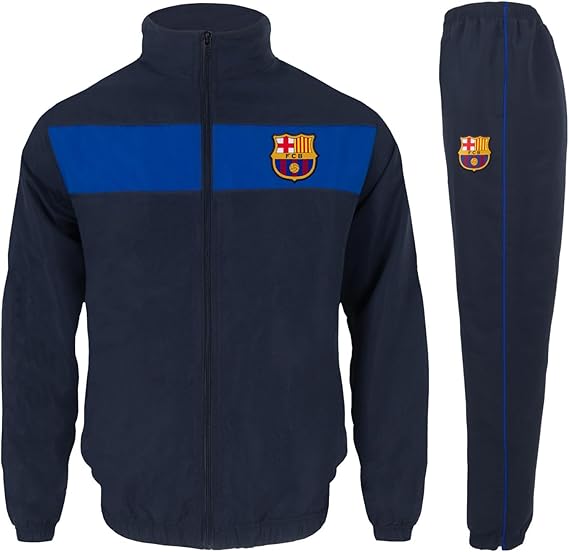 FC Barcelona Mens Tracksuit Jacket & Pants Set Official Football Gift