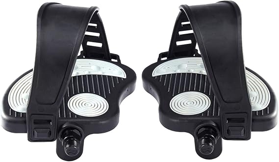 Beyoung Exercise Bike Pedals with Straps, 9/16" Stationary Recumbent Bike Pedals for Indoor Exercycle Bike,Spin Bike,Toe Cages for Peloton Bike, 1 Pair