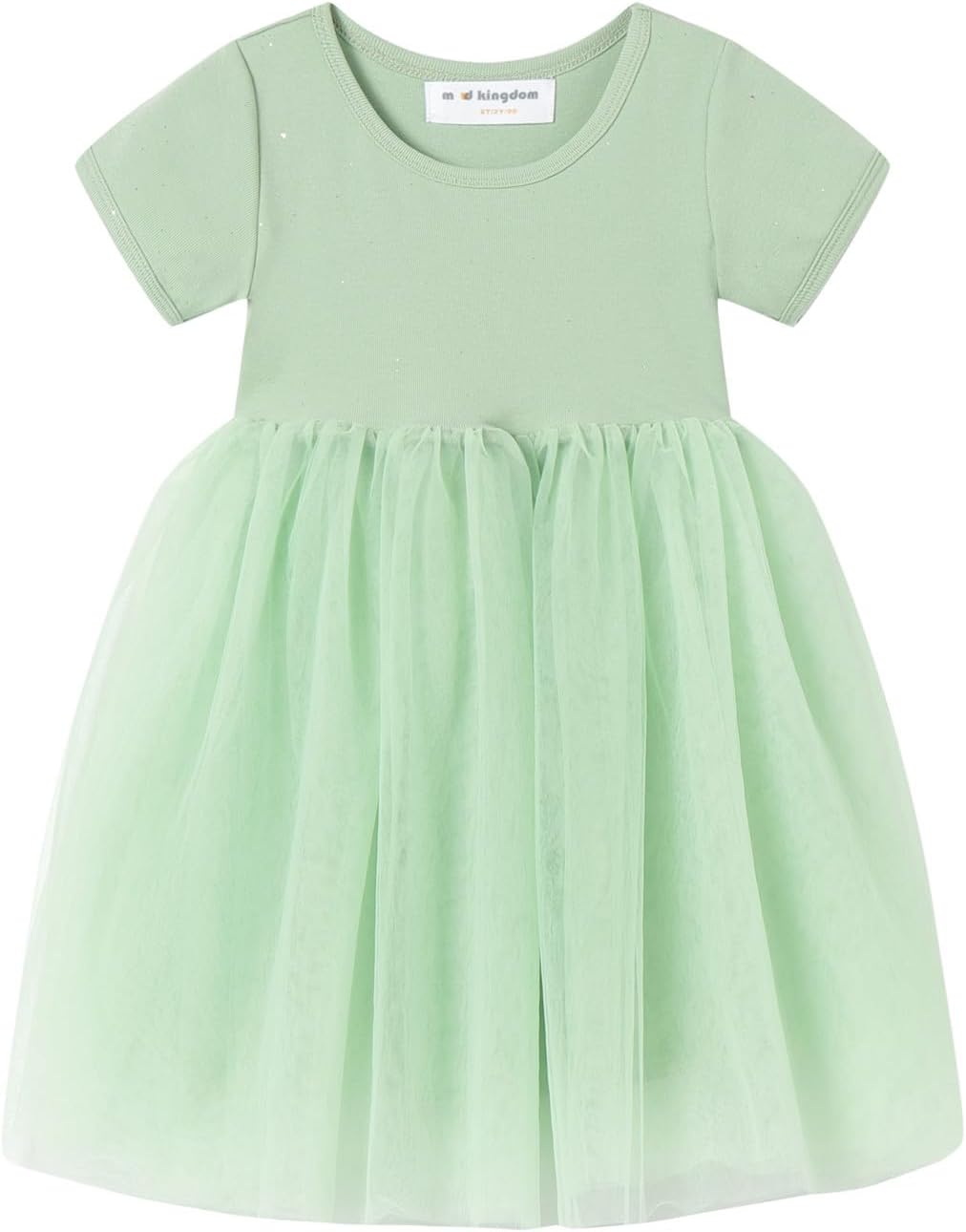 Mud Kingdom Sparkly Girls Tulle Dress Short Sleeve Summer Princess Dress