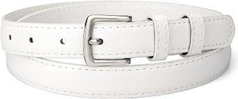 maikun Womens Skinny Leather Belt, Solid Color Pin Buckle, PU Leather Classic Waist Belt for Ladies