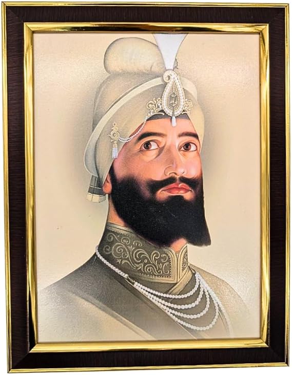 Guru Gobind Singh Ji Photo Frame for Wall – 35x27 cm Sikh Religious Picture | Spiritual Wall Art for Home Office Mandir | 4 Colour Variants (Grey, Blue, Beige, Brown) (Beige)