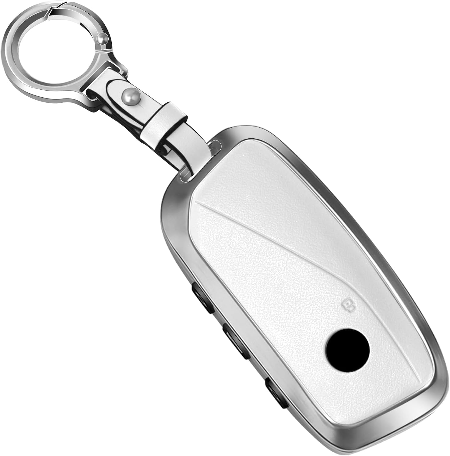 Key Fob Cover Case Leather Compatible for BMW 2025 2024 2023 57 Series, X5, X6, X7,X2, X5M,I5,I7，XM,2022-2023 IX, White Keychain for Women Men
