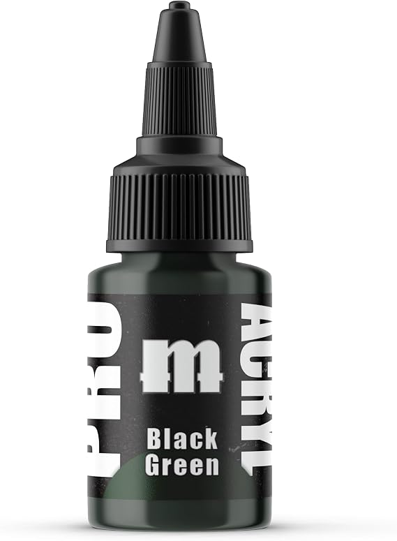 PRO Acryl 22ml Acrylic Paint - Non-Toxic Acrylic Paint for Miniatures and Wargames - Compatible with Both Brush and Airbrush Techniques - Black Green