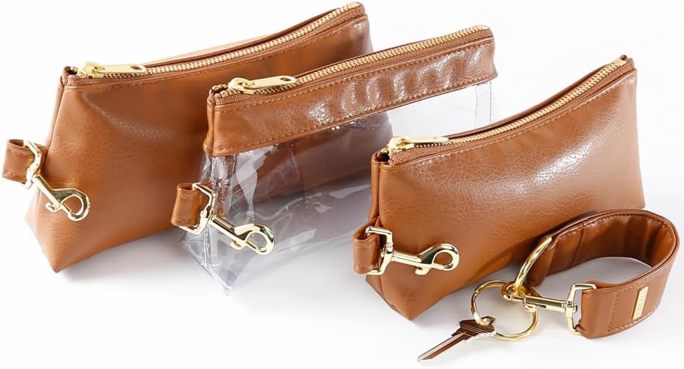 KEYPER 4-Piece Wristlet Set - Key Ring Bracelet & 3 Womens Bags Womens Faux Leather Purses & Handbags Classic Clutch Purse