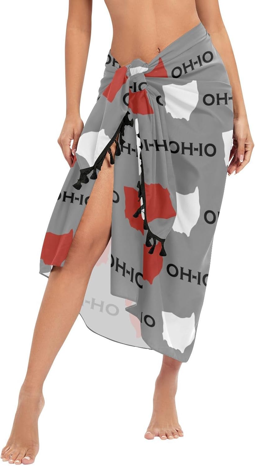 Womens Sarong Beach Wraps Swimsuit Bikini Cover up Wrap Skirt with Tassels