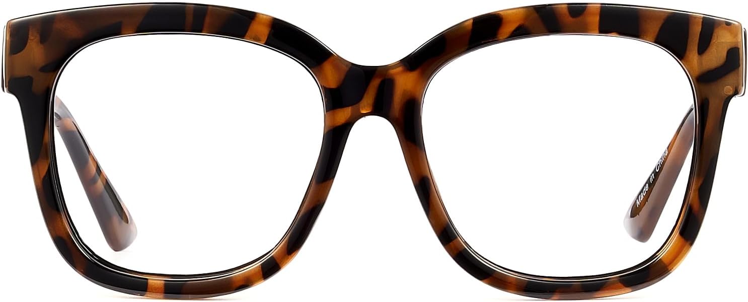 JIM HALO Oversized Blue Light Glasses Square Reduce Eye Strain | Women Men Chunky Tortoise Computer Glasses