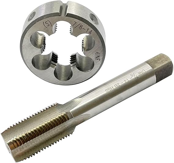 7/8-14 HSS Tap And Die Set, UNF Machine Thread Tap And UNF Round Thread Die Right Hand