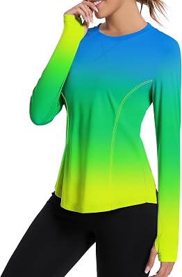 Avoogue Women UPF 50 UV Shirts Long Sleeve with Thumb Holes Workout Sun Shirt Quick Dry Athletic Hiking Running Tops
