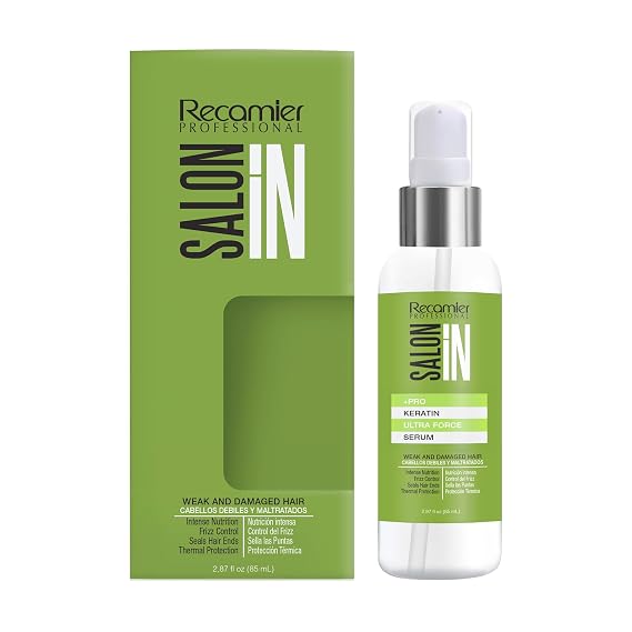 Salon In by Recamier | Keratin Ultra Force Hair Serum | Frizz Control & Shine | 2.87 fl oz / 120 ml