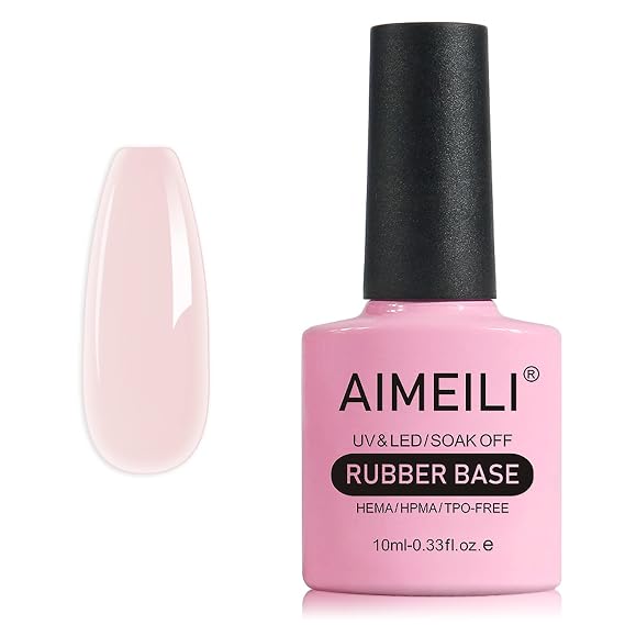 AIMEILI Hema Free Rubber Base Gel For Nails, Soak Off U V LED Clear Sheer Gel Nail Polish, 4 in 1 Nail Strengthen/Enhance/Base Coat/Color - (435) 10ml