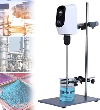 Digital Display Cantilever Stirrer, Laboratory Constant Speed Electric Stirrer with Time Setting, DC Permanent Magnet Motor, 100-2000RPM, Maximum Stirring VolumeH2O,White-40L