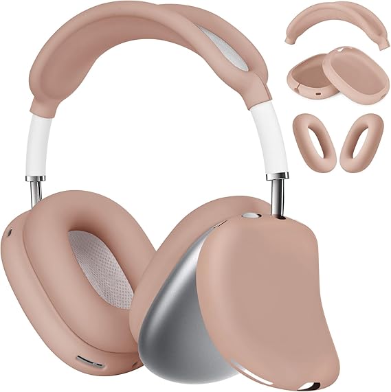 AIRSPO Airpods Max Case Cover, Silicone Case Cover for AirPods Max Headphones, Anti-Scratch Ear Pad Cover/Headband Cover for Apple AirPods Max, Airpod Max Accessories (Milk Tea)