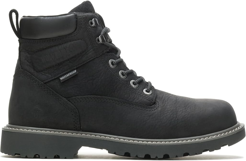 Wolverine Men's Floorhand Waterproof 6" Steel Toe Work Boot, Black, 12 M US